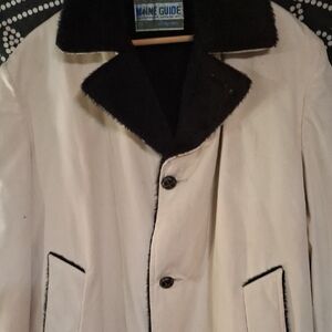 Elegant Cream and Black Trench Coat